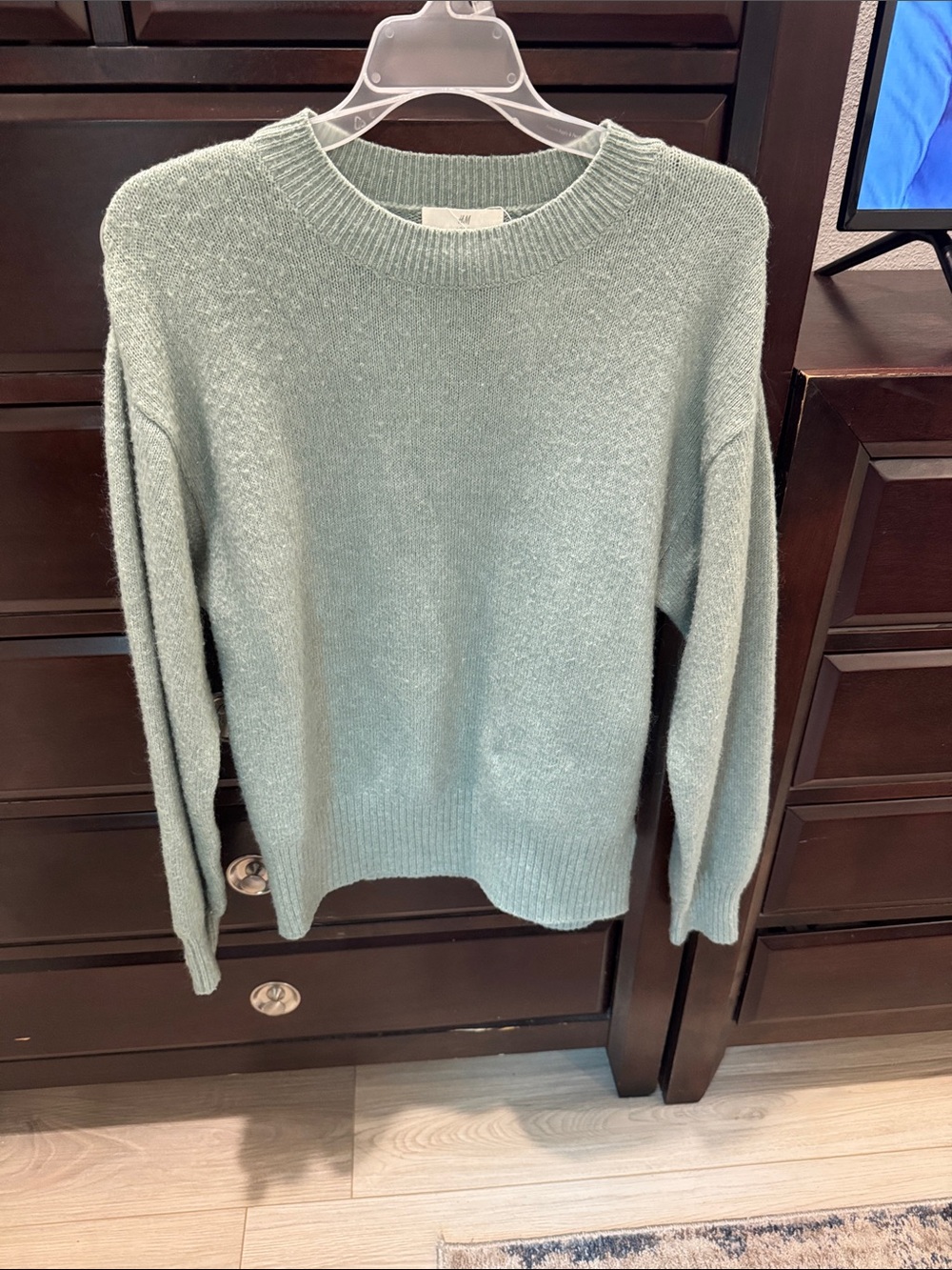 H&M Sage Green Knit Crewneck Sweater